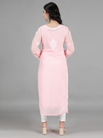 Load image into Gallery viewer, Seva Chikan Hand Embroidered  Georgette Lucknowi Chikankari kurta with Slip