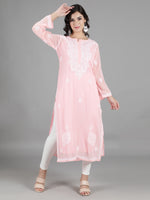 Load image into Gallery viewer, Seva Chikan Hand Embroidered  Georgette Lucknowi Chikankari kurta with Slip