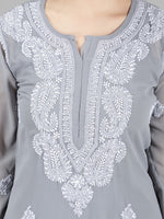 Load image into Gallery viewer, Seva Chikan Hand Embroidered  Georgette Lucknowi Chikankari kurta with Slip