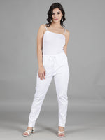 Load image into Gallery viewer, Seva Chikan Hand Embroidered White Cotton Lucknawi Chikankari Trouser-SCL11012