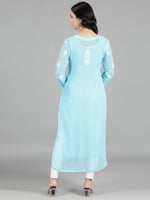 Load image into Gallery viewer, Seva Chikan Hand Embroidered Georgette Lucknowi Chikan Kurti With Slip