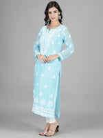 Load image into Gallery viewer, Seva Chikan Hand Embroidered Georgette Lucknowi Chikan Kurti With Slip