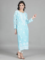 Load image into Gallery viewer, Seva Chikan Hand Embroidered Georgette Lucknowi Chikan Kurti With Slip