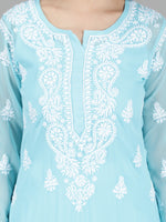 Load image into Gallery viewer, Seva Chikan Hand Embroidered Georgette Lucknowi Chikan Kurti With Slip