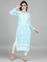 Load image into Gallery viewer, Seva Chikan Hand Embroidered Georgette Lucknowi Chikan Kurti With Slip