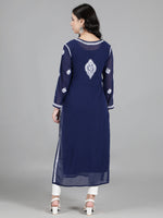 Load image into Gallery viewer, Seva Chikan Hand Embroidered  Georgette Lucknowi Chikankari kurta with Slip