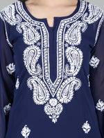Load image into Gallery viewer, Seva Chikan Hand Embroidered  Georgette Lucknowi Chikankari kurta with Slip