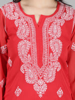 Load image into Gallery viewer, Seva Chikan Hand Embroidered  Georgette Lucknowi Chikankari kurta with Slip
