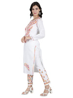 Load image into Gallery viewer, Seva Chikan Hand Embroidered White Cotton Kurta Set-SCL8009