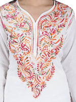 Load image into Gallery viewer, Seva Chikan Hand Embroidered White Cotton Kurta Set-SCL8009