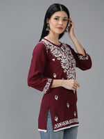Load image into Gallery viewer, Seva Chikan Hand Embroidered Cotton Lucknowi Chikan Top