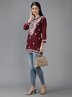 Load image into Gallery viewer, Seva Chikan Hand Embroidered Cotton Lucknowi Chikan Top