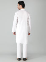Load image into Gallery viewer, Seva Chikan Hand Embroidered White Cotton Lucknowi Chikan Mens Stitched Kurta-SCL15057