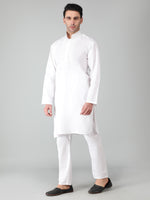 Load image into Gallery viewer, Seva Chikan Hand Embroidered White Cotton Lucknowi Chikan Mens Stitched Kurta-SCL15057