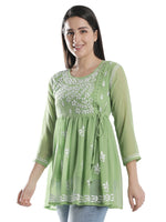 Load image into Gallery viewer, Seva Chikan Hand Embroidered Georgette Lucknowi Chikan Top