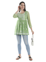 Load image into Gallery viewer, Seva Chikan Hand Embroidered Georgette Lucknowi Chikan Top