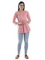 Load image into Gallery viewer, Seva Chikan Hand Embroidered Cotton Lucknowi Chikan Short Top