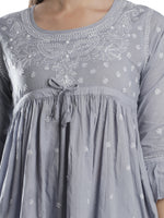 Load image into Gallery viewer, Seva Chikan Hand Embroidered Cotton Lucknowi Chikan Short Top