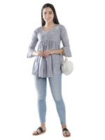 Load image into Gallery viewer, Seva Chikan Hand Embroidered Cotton Lucknowi Chikan Short Top