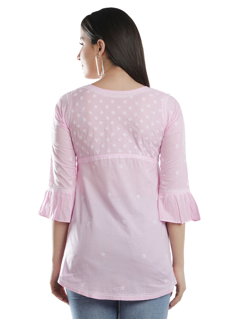 Seva Chikan Hand Embroidered Cotton Lucknowi Chikan Short Top
