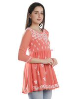 Load image into Gallery viewer, Seva Chikan Hand Embroidered Georgette Lucknowi Chikan Top