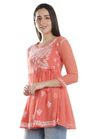 Load image into Gallery viewer, Seva Chikan Hand Embroidered Georgette Lucknowi Chikan Top