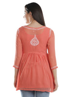 Load image into Gallery viewer, Seva Chikan Hand Embroidered Georgette Lucknowi Chikan Top