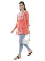 Load image into Gallery viewer, Seva Chikan Hand Embroidered Georgette Lucknowi Chikan Top