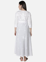 Load image into Gallery viewer, Seva Chikan Hand Embroidered White Cotton Lucknowi Chikankari Anarkali Gown-SCL4024
