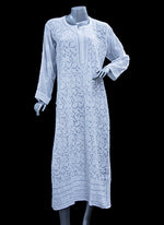 Load image into Gallery viewer, Seva Chikan Hand Embroidered White Viscose Georgette Lucknowi Chikan Kurta-SCL0876