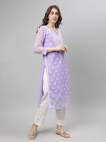 Load image into Gallery viewer, Seva Chikan Hand Embroidered Georgette Lucknowi Chikankari Kurta With Slip