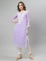 Load image into Gallery viewer, Seva Chikan Hand Embroidered Georgette Lucknowi Chikankari Kurta With Slip
