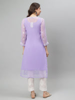 Load image into Gallery viewer, Seva Chikan Hand Embroidered Georgette Lucknowi Chikankari Kurta With Slip