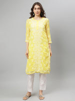 Load image into Gallery viewer, Seva Chikan Hand Embroidered Georgette Lucknowi Chikankari Kurta With Slip