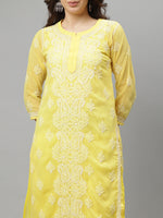 Load image into Gallery viewer, Seva Chikan Hand Embroidered Georgette Lucknowi Chikankari Kurta With Slip