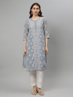 Load image into Gallery viewer, Seva Chikan Hand Embroidered Georgette Lucknowi Chikankari Kurta With Slip