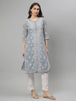 Load image into Gallery viewer, Seva Chikan Hand Embroidered Georgette Lucknowi Chikankari Kurta With Slip