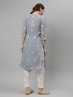 Load image into Gallery viewer, Seva Chikan Hand Embroidered Georgette Lucknowi Chikankari Kurta With Slip