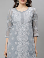 Load image into Gallery viewer, Seva Chikan Hand Embroidered Georgette Lucknowi Chikankari Kurta With Slip