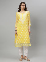 Load image into Gallery viewer, Seva Chikan Hand Embroidered Georgette Lucknowi Chikankari Kurta With Slip