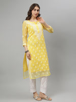 Load image into Gallery viewer, Seva Chikan Hand Embroidered Georgette Lucknowi Chikankari Kurta With Slip