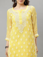 Load image into Gallery viewer, Seva Chikan Hand Embroidered Georgette Lucknowi Chikankari Kurta With Slip