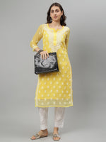 Load image into Gallery viewer, Seva Chikan Hand Embroidered Georgette Lucknowi Chikankari Kurta With Slip