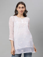 Load image into Gallery viewer, Seva Chikan Hand Embroidered Georgette Lucknowi Chikan Top SCL9217