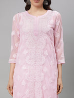 Load image into Gallery viewer, Seva Chikan Hand Embroidered Georgette Lucknowi Chikankari Kurta With Slip