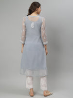 Load image into Gallery viewer, Seva Chikan Hand Embroidered Georgette Lucknowi Chikankari Kurta With Slip