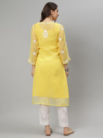 Load image into Gallery viewer, Seva Chikan Hand Embroidered Georgette Lucknowi Chikankari Kurta With Slip
