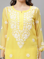 Load image into Gallery viewer, Seva Chikan Hand Embroidered Georgette Lucknowi Chikankari Kurta With Slip