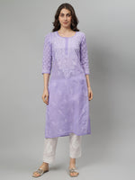 Load image into Gallery viewer, Seva Chikan Hand Embroidered Terivoil Cotton Lucknowi Chikankari Kurta