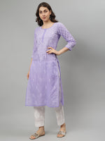 Load image into Gallery viewer, Seva Chikan Hand Embroidered Terivoil Cotton Lucknowi Chikankari Kurta